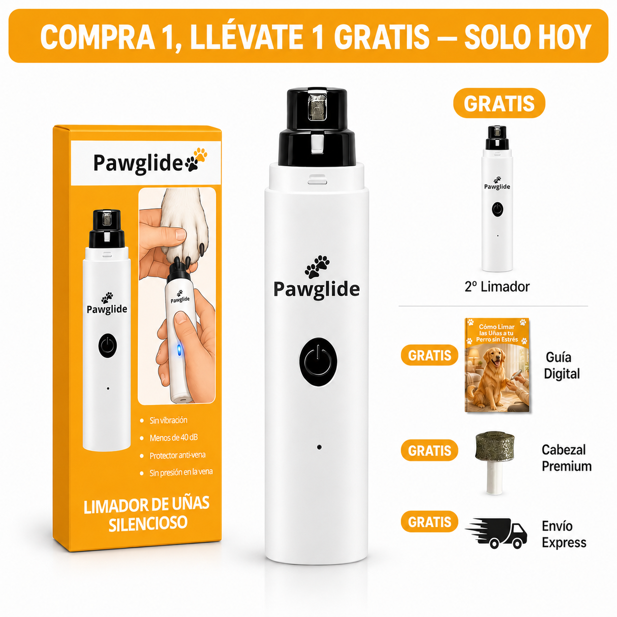 PawGlide™ Limador de Uñas Silencioso